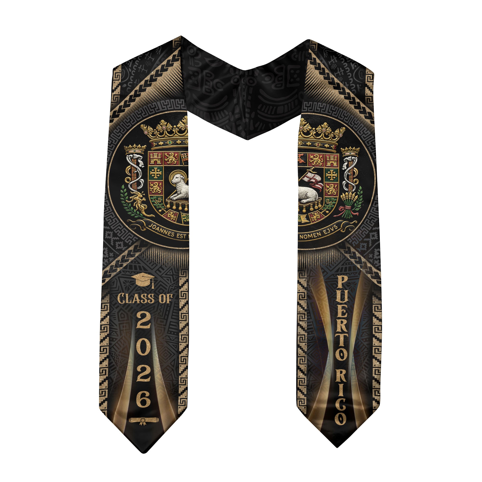 Puerto Rico Graduation Stole Class of 2026 Puerto Rican Graduation Sash Heritage Gold Design