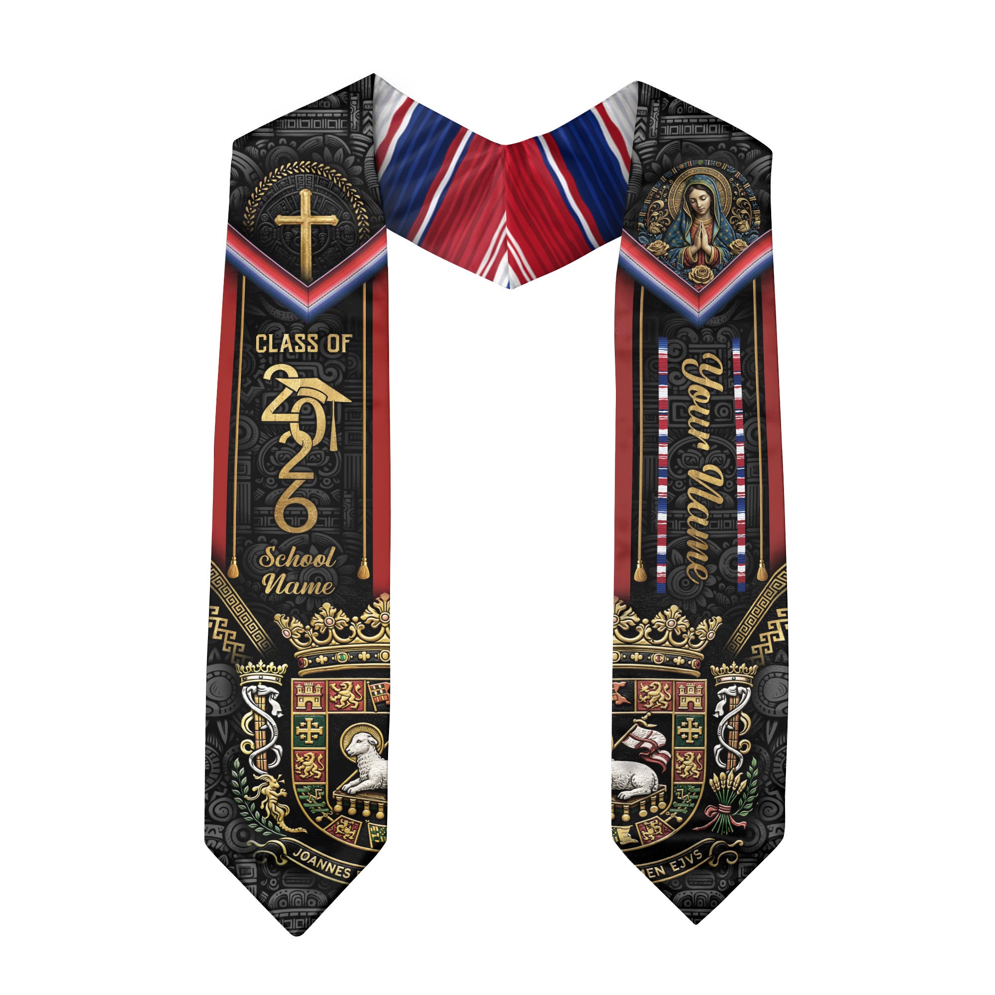 Puerto Rico Stole 2026 - Personalized Graduation Sash with Coat of Arms Emblem