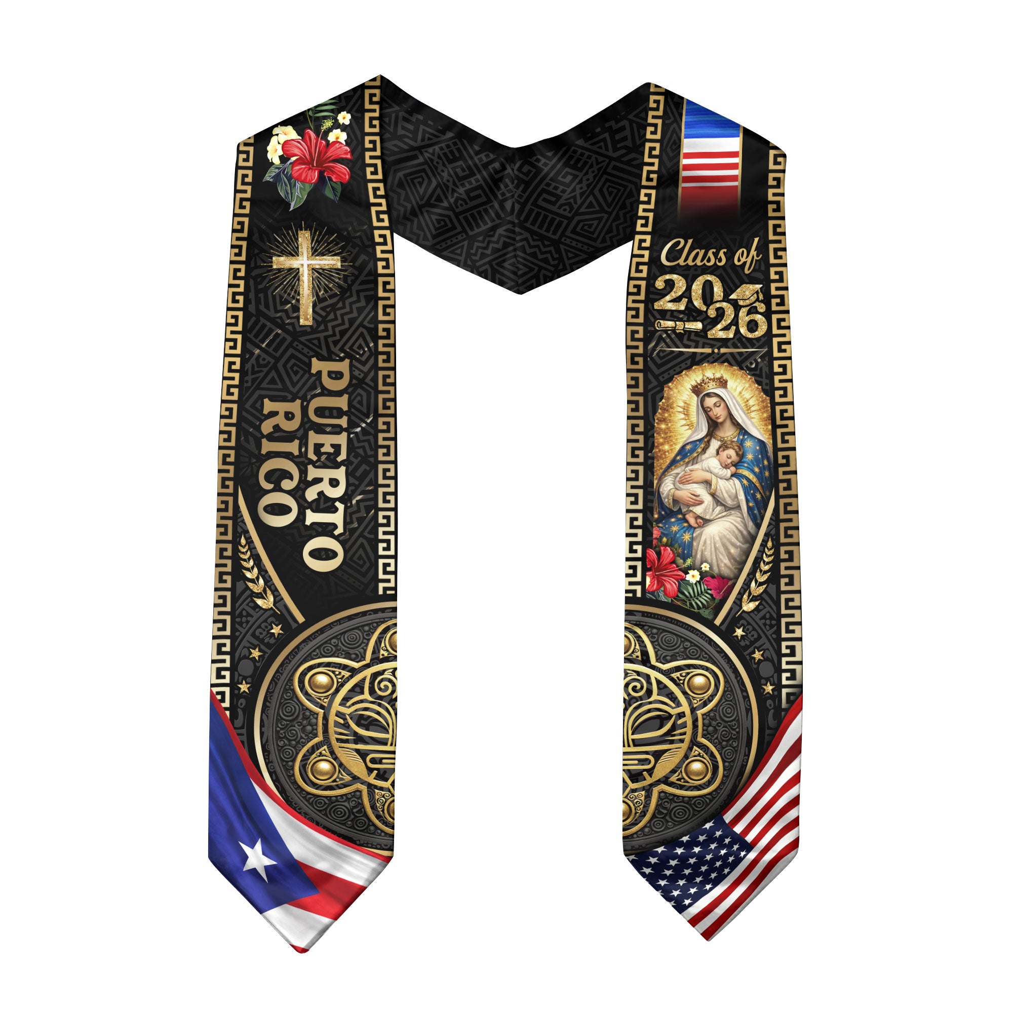 Puerto Rico Graduation Stole Class of 2026 Puerto Rican Graduation Sash Faith Culture Design