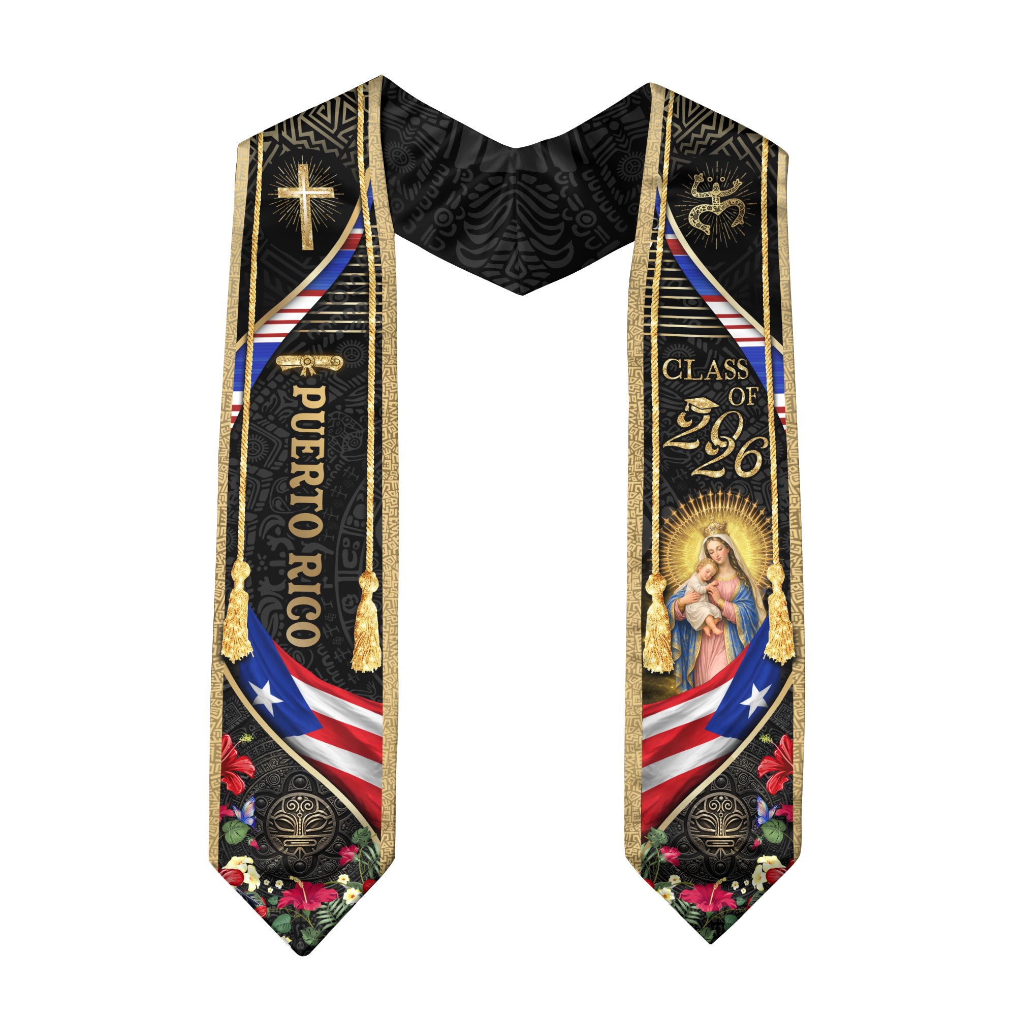 Puerto Rico Graduation Stole Class of 2026 Puerto Rican Graduation Sash Faith Flag Pride