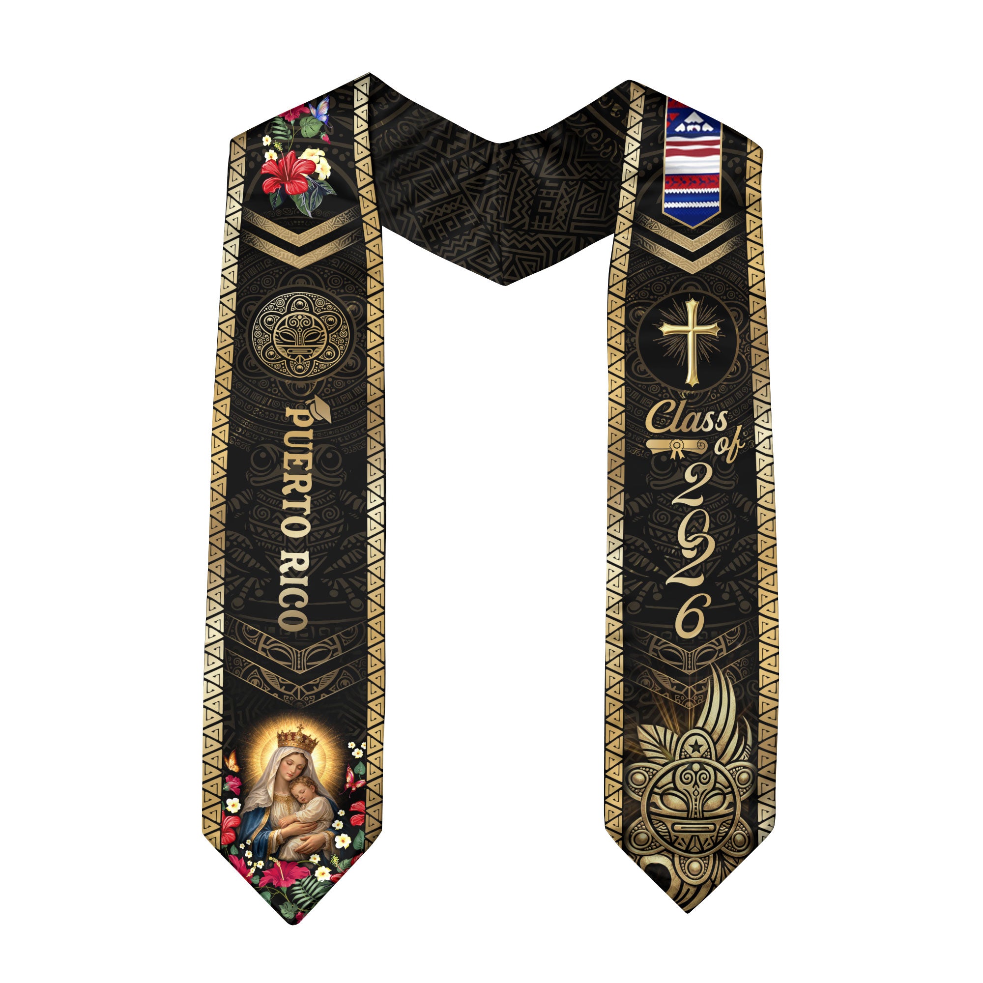 Puerto Rican Graduation Stole Class of 2026 Puerto Rico Graduation Sash Cultural Faith