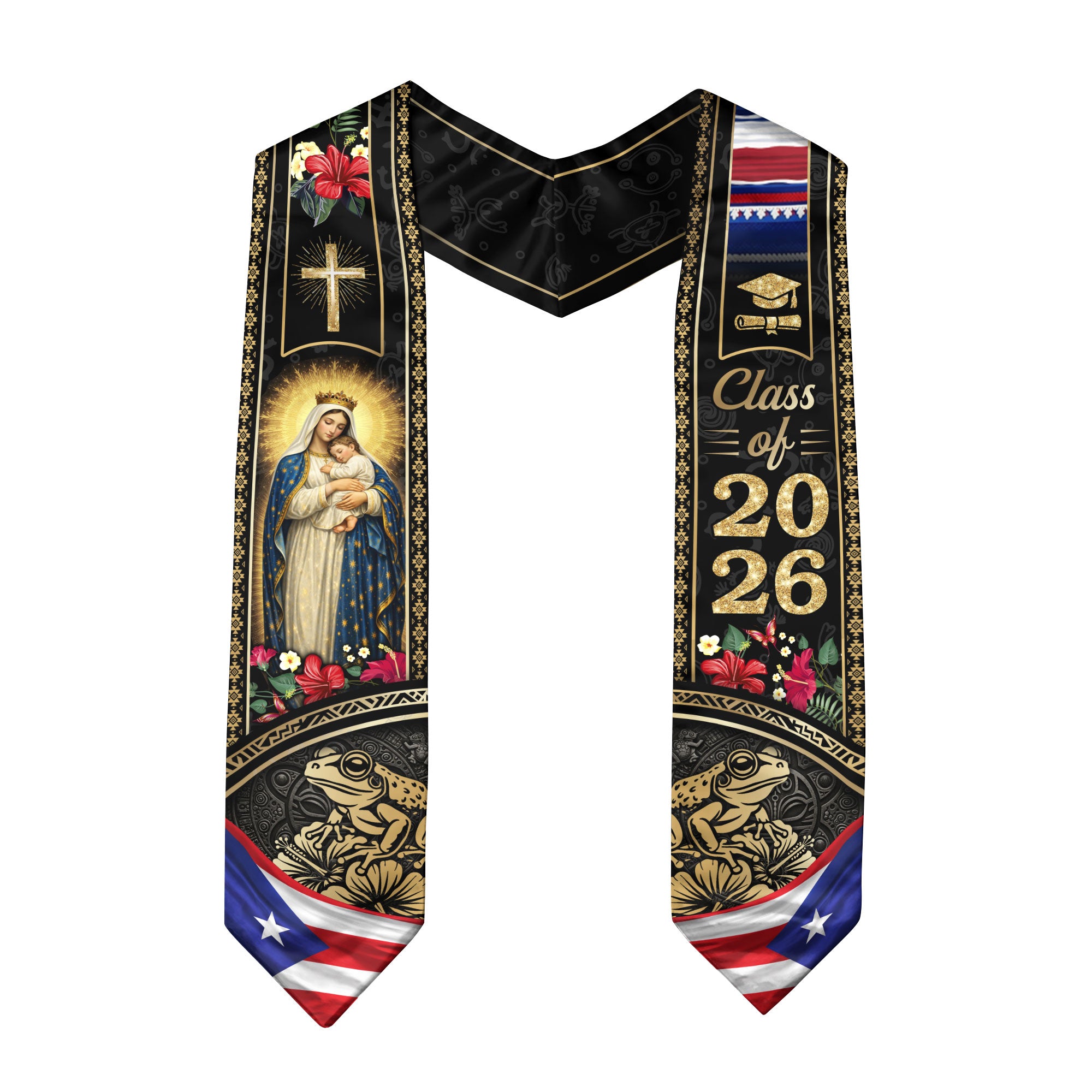 Puerto Rico Graduation Stole Class of 2026 Puerto Rican Graduation Sash Cultural Faith Pride