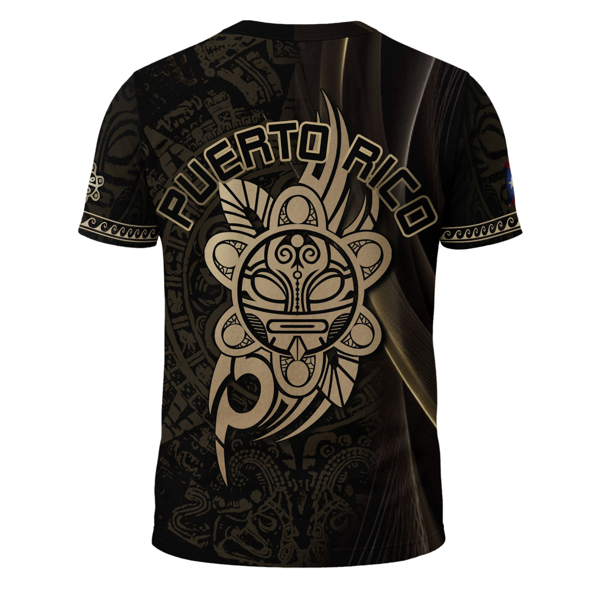Puerto Rico Boricua Taino Tribal Coqui Frog Black Gold Scratch National Pride Shirt