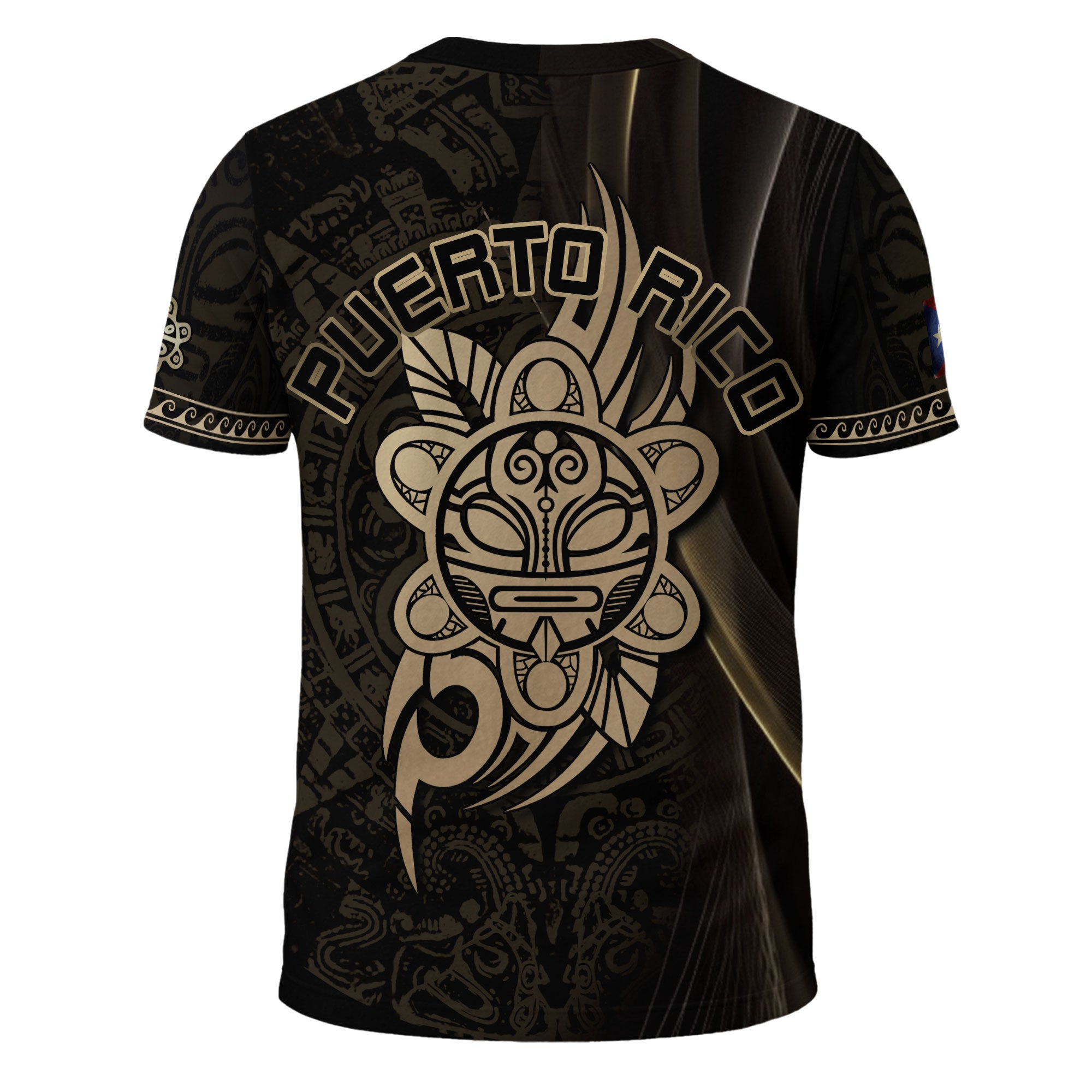 Puerto Rico Boricua Taino Tribal Coqui Frog Black Gold Scratch National Pride Shirt