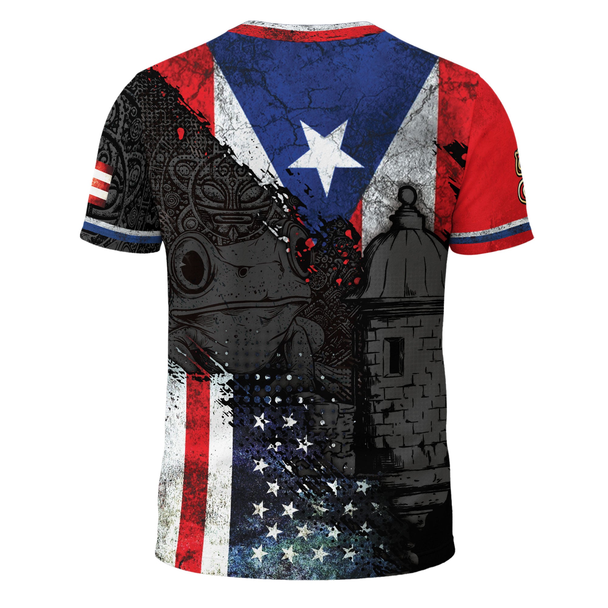 Puerto Rico USA Flag Coqui Frog Taino Heritage Pride American Roots Boricua Shirt