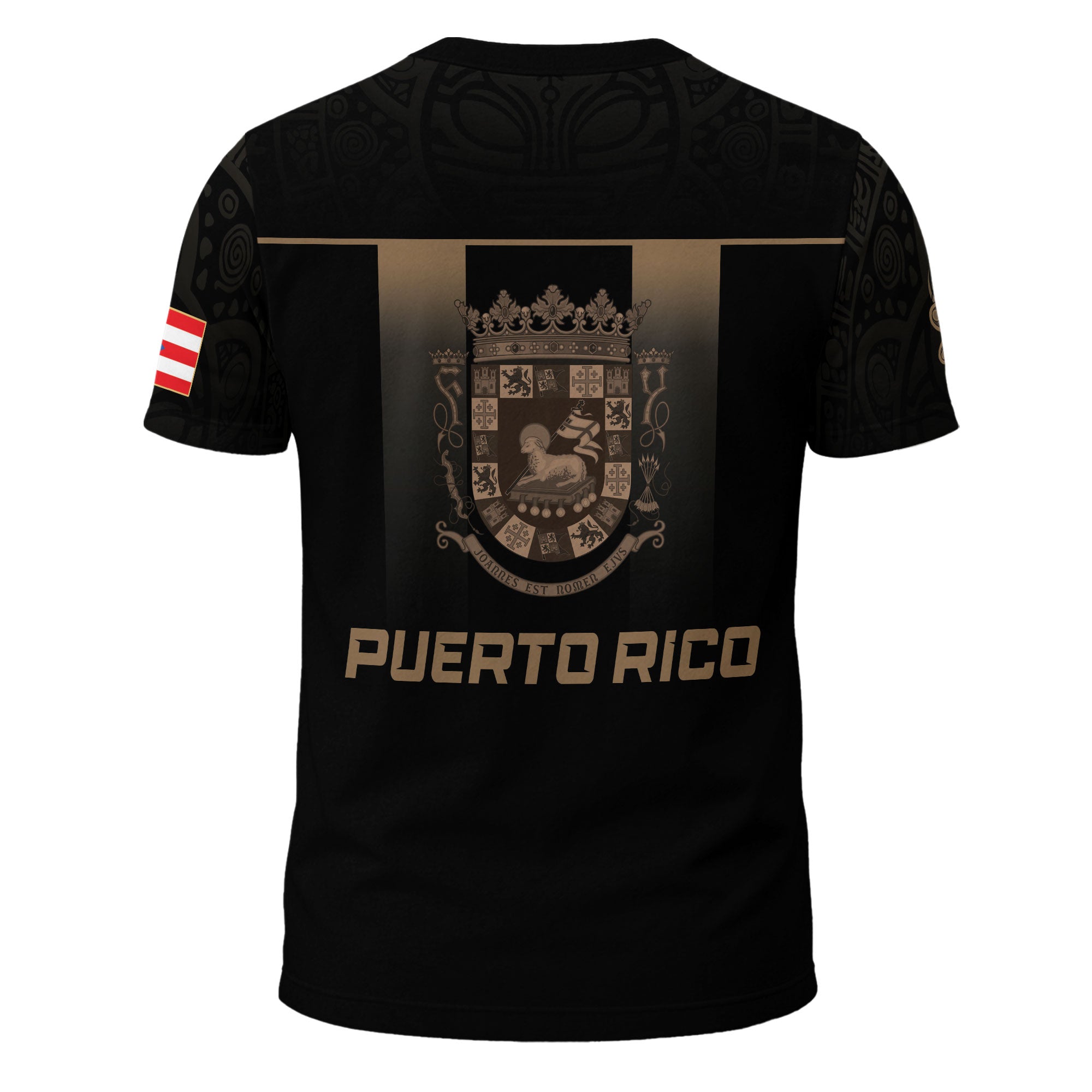 Puerto Rico Coqui Frog Taino Heritage Pride Boricua Tribal Camisa Dorada Negra