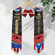 Custom Puerto Rico American Floral Hibiscus Flag Heritage Graduation Sash 2026 Stole