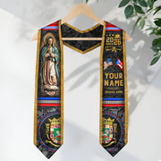 Custom Puerto Rico American Flag Graduation Sash Virgin Mary 2026 Graduation Stole