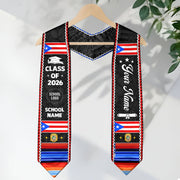 Custom Puerto Rico Graduation Stole 2026 Taino Symbol Coat of Arms Graduation Sash