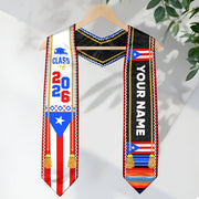 Custom Puerto Rico American Flag Graduation Sash 2026 Tassels Puerto Rican Graduation Stole