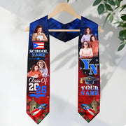 Custom Photo Name Puerto Rico Flag Coqui Frog Class of 2026 Personalized Graduation Sash