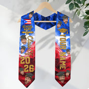 Custom Photo Face Puerto Rico Flag Graduation Class of 2026 Personalized Graduation Sash