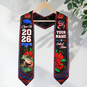 Custom Puerto Rico Graduation Stole 2026 Coqui Frog Floral Heritage Graduation Sash
