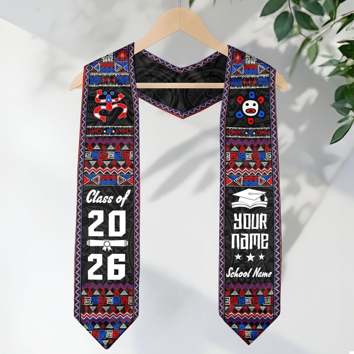 Custom Puerto Rico Graduation Stole 2026 Taino Heritage Coqui Frog Graduation Sash