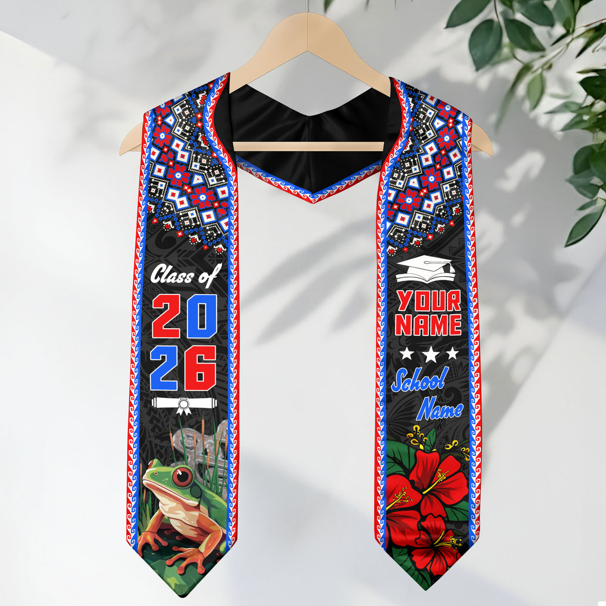 Custom Puerto Rico Graduation Stole 2026 Coqui Frog Heritage Puerto Ricans Graduation Sash