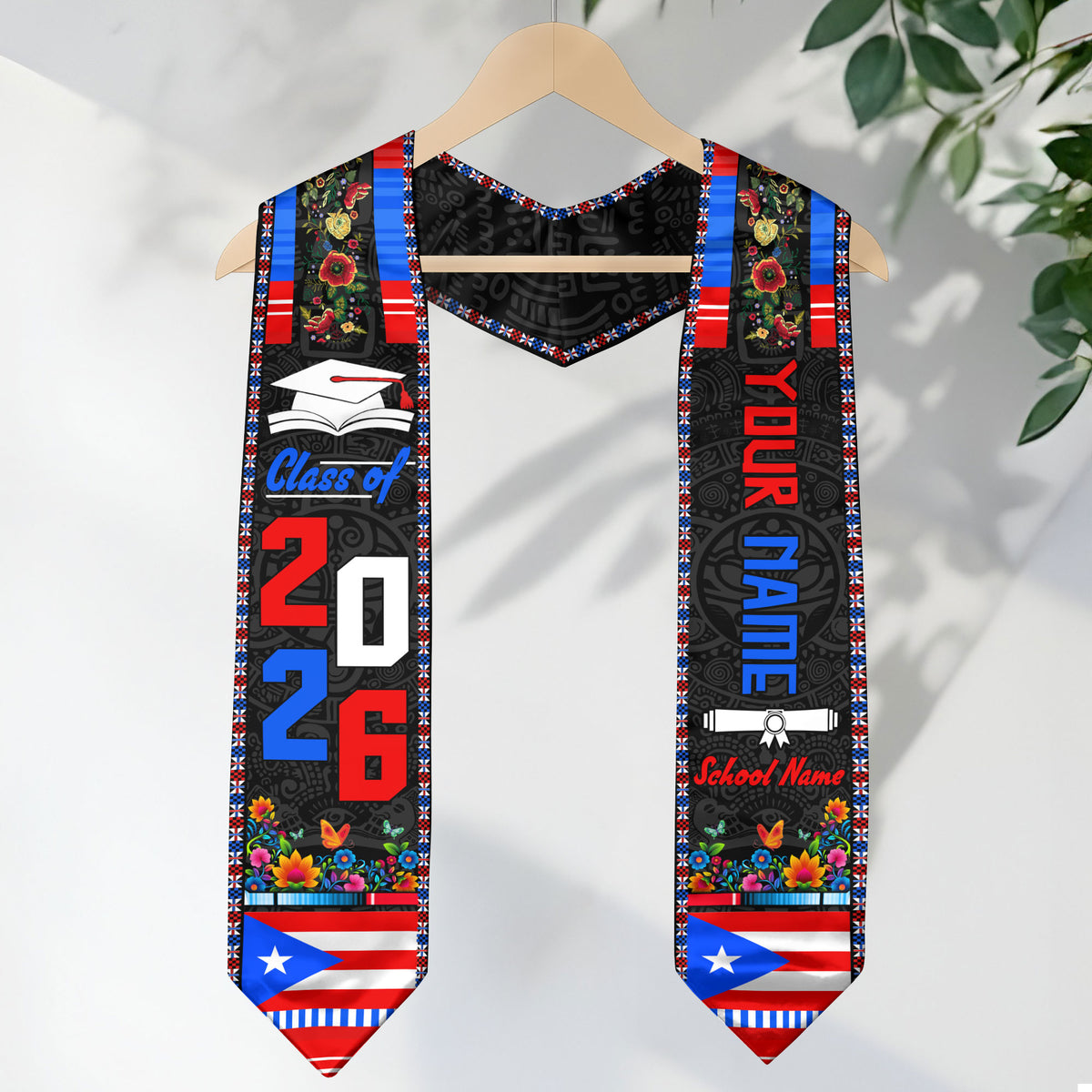 Custom Puerto Rico Graduation Stole 2026 Culture Heritage Puerto Ricans Graduation Sash