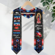 Custom Puerto Rico Graduation Stole 2026 Virgin Mary Coqui Frog Hibiscus Graduation Sash