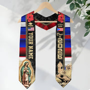 Custom Puerto Rico Graduation Sash 2026 Virgin Mary Coqui Frog American Flag Stole