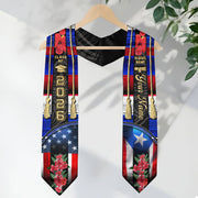 Puerto Rican American Flag Graduation Stole 2026 Custom Hibiscus Graduation Sash