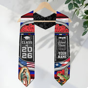 Custom Puerto Rico USA Flag 2026 Virgin Mary Coqui Puerto Rico Graduation Stole