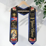 Custom Puerto Rico Graduation Stole Class of 2026 Virgin Mary Cross Catholic Sash Gift