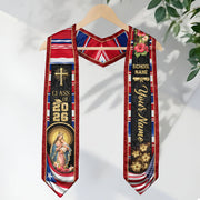 Custom Graduation Stole Class of 2026 Puerto Rico Virgin Mary Personalized Name Sash