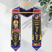Custom Graduation Stole Class of 2026 Puerto Rico USA Virgin Mary Personalized Name Sash