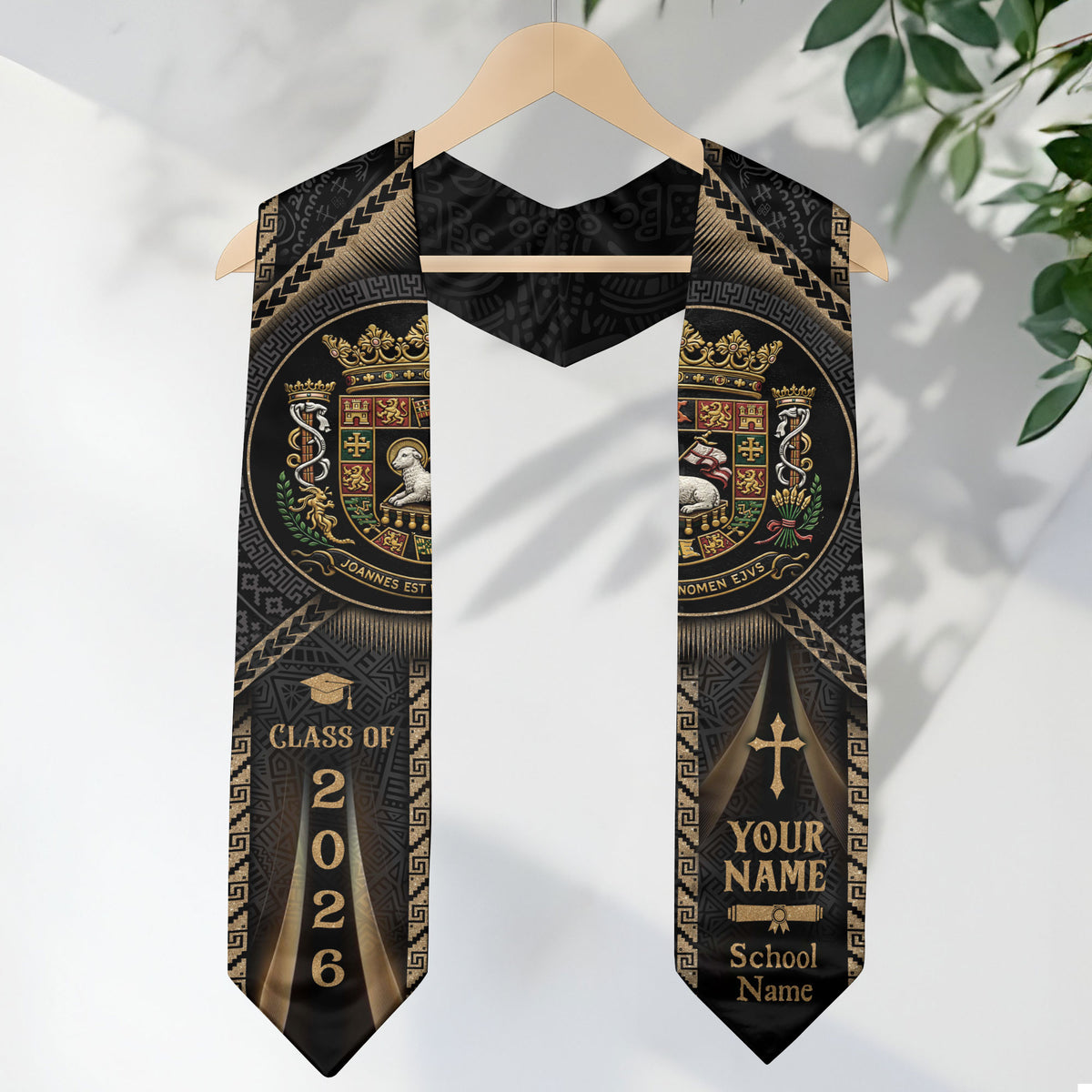 Puerto Rico Graduation Stole Class of 2026 - Custom Coat of Arms Heritage Gold Sash