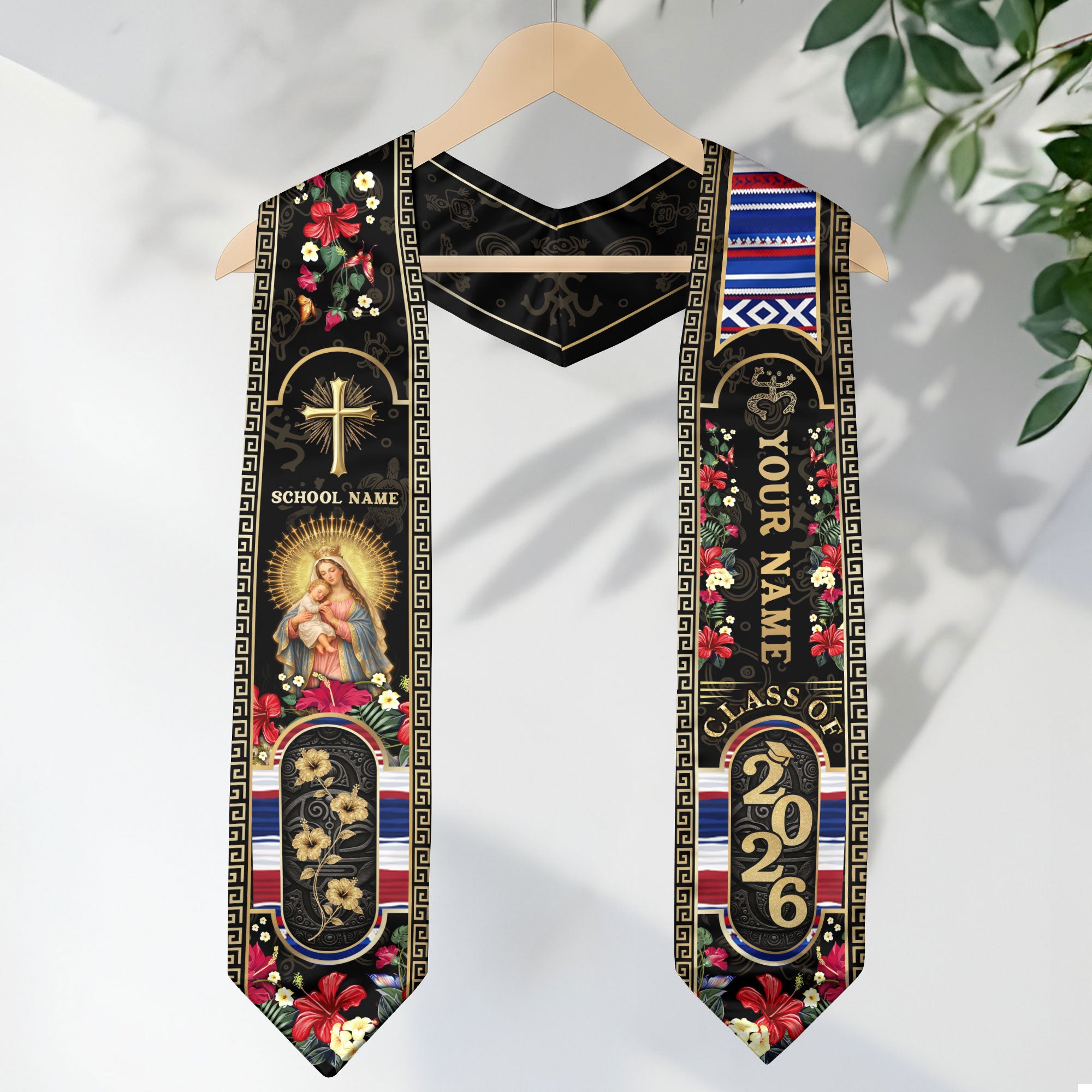 Puerto Rico Graduation Stole 2026 - Personalized Name School Coqui Floral Sash