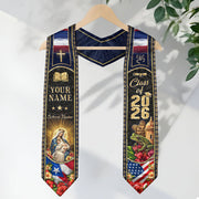 Custom Puerto Rico Graduation Stole Class of 2026 Virgin Mary Cross Floral Coqui Frog Sash