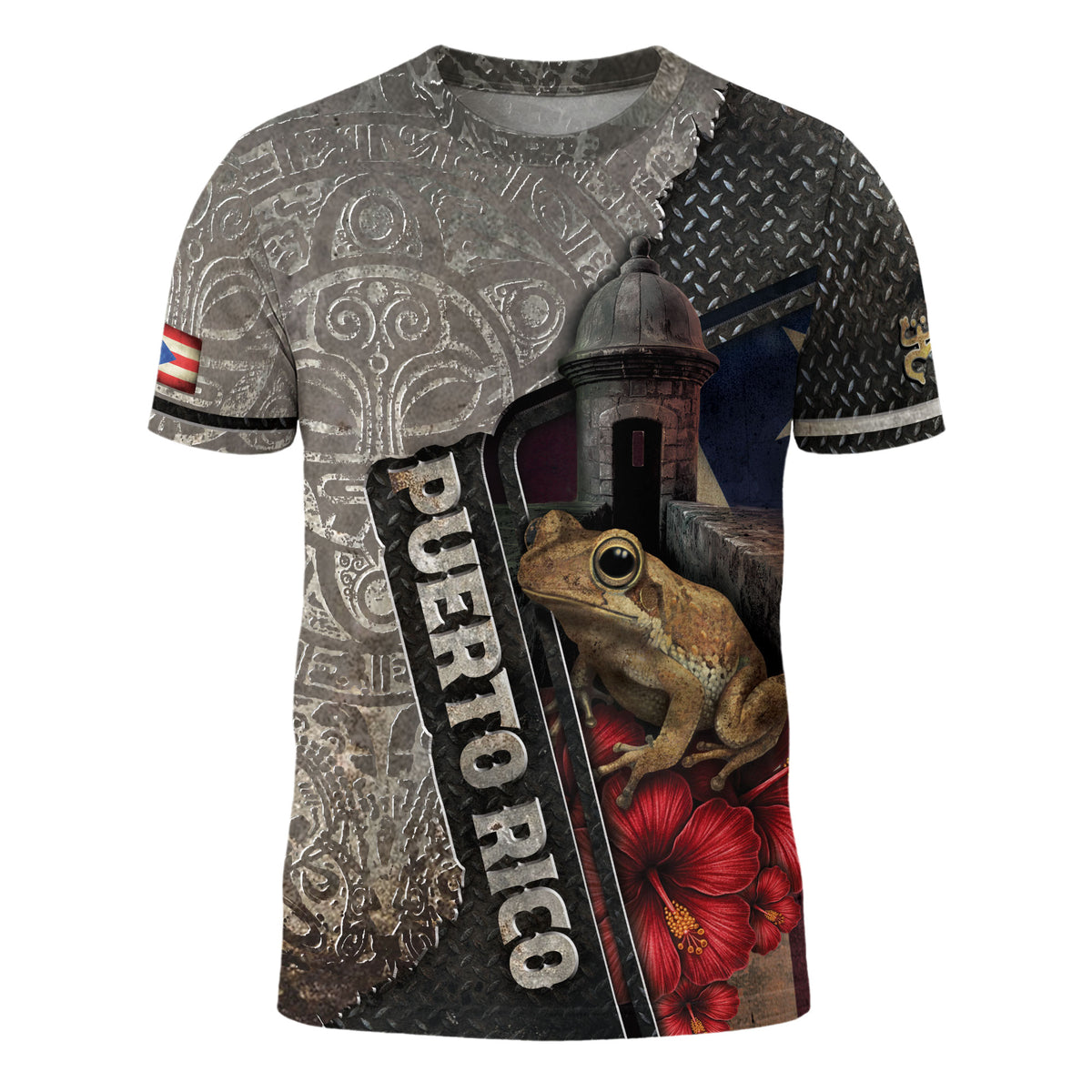 Puerto Rico Boricua El Morro Coqui Frog Taino Stone Grey National Heritage Shirt