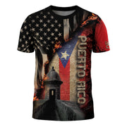 Puerto Rico Shirt with USA Heritage, Garita Taino Pride Boricua Roots Patriotic Spirit, Bold 3D T-Shirt with All Over Print Tee Appeal, Northryn Co.