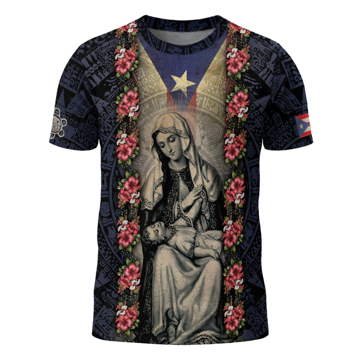 Puerto Rico Virgin Mary Hibiscus Taino Heritage Pride Religious Catholic Shirt