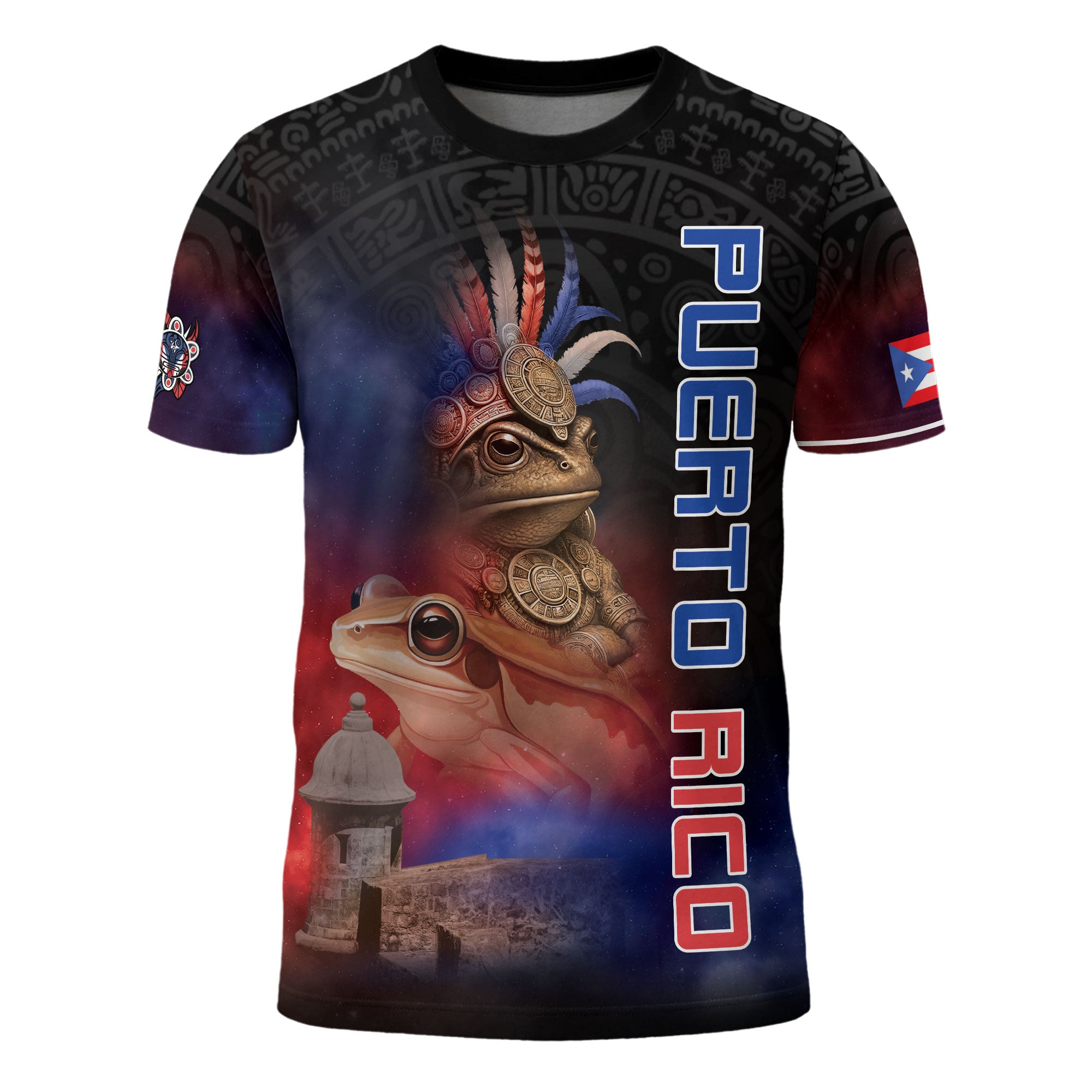 Puerto Rico Coqui Frog Taino Warrior Heritage Boricua Pride Galaxy Nebula Shirt