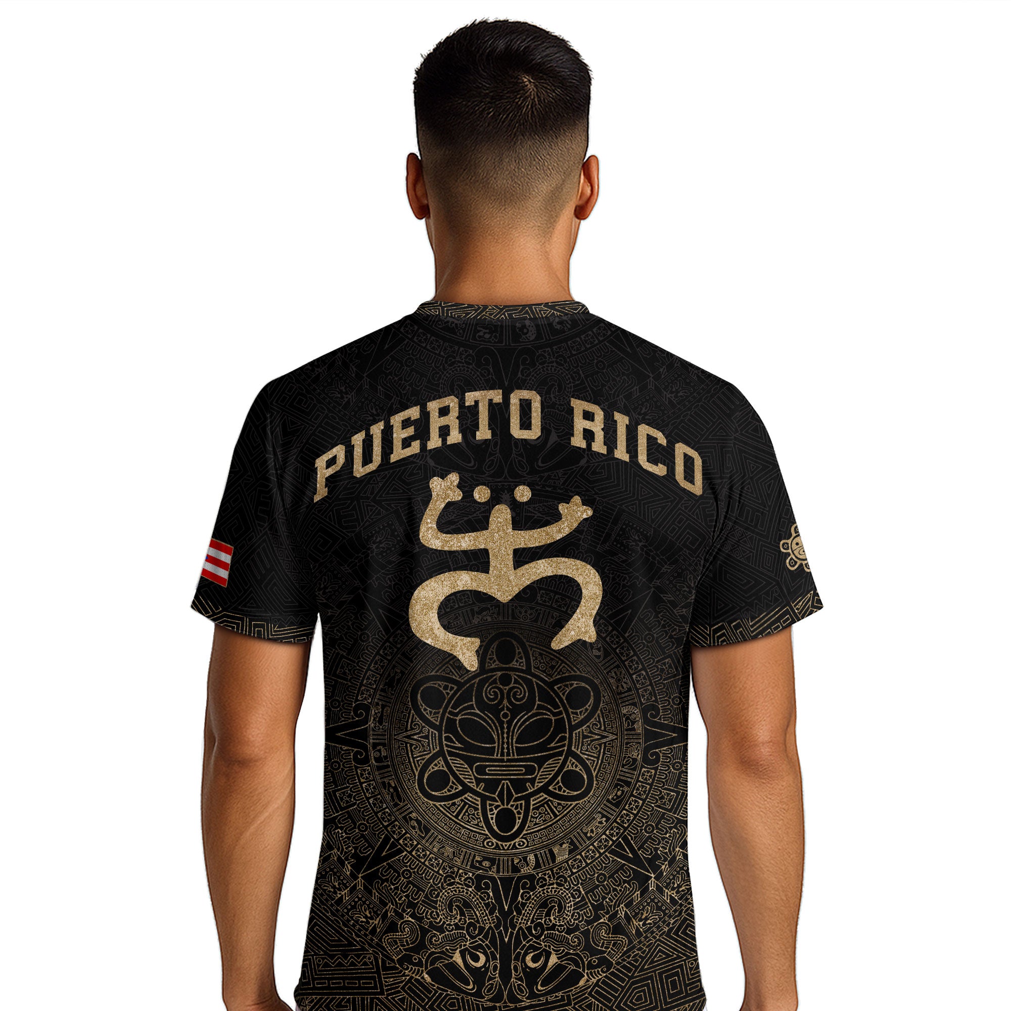 Puerto Rico Black Gold Coqui Frog Garita Taino Sun National Heritage Soccer Jersey