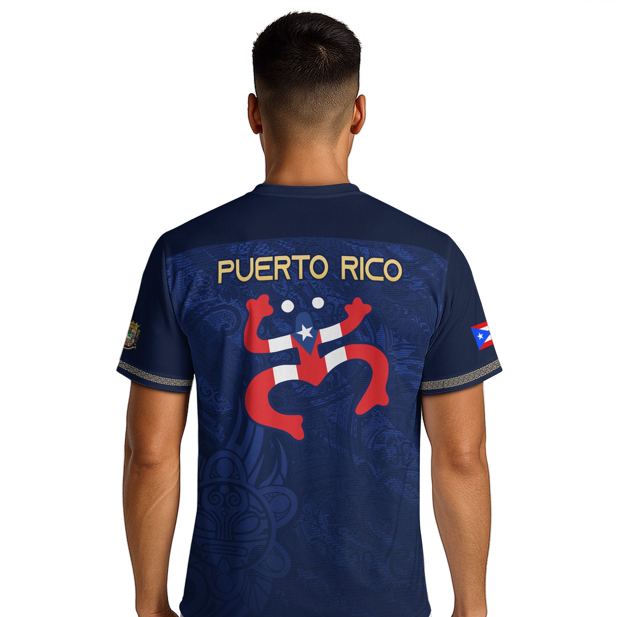 Puerto Rico Navy Gold Boricua Coqui Frog Tribal Taino National Pride Heritage Soccer Jersey