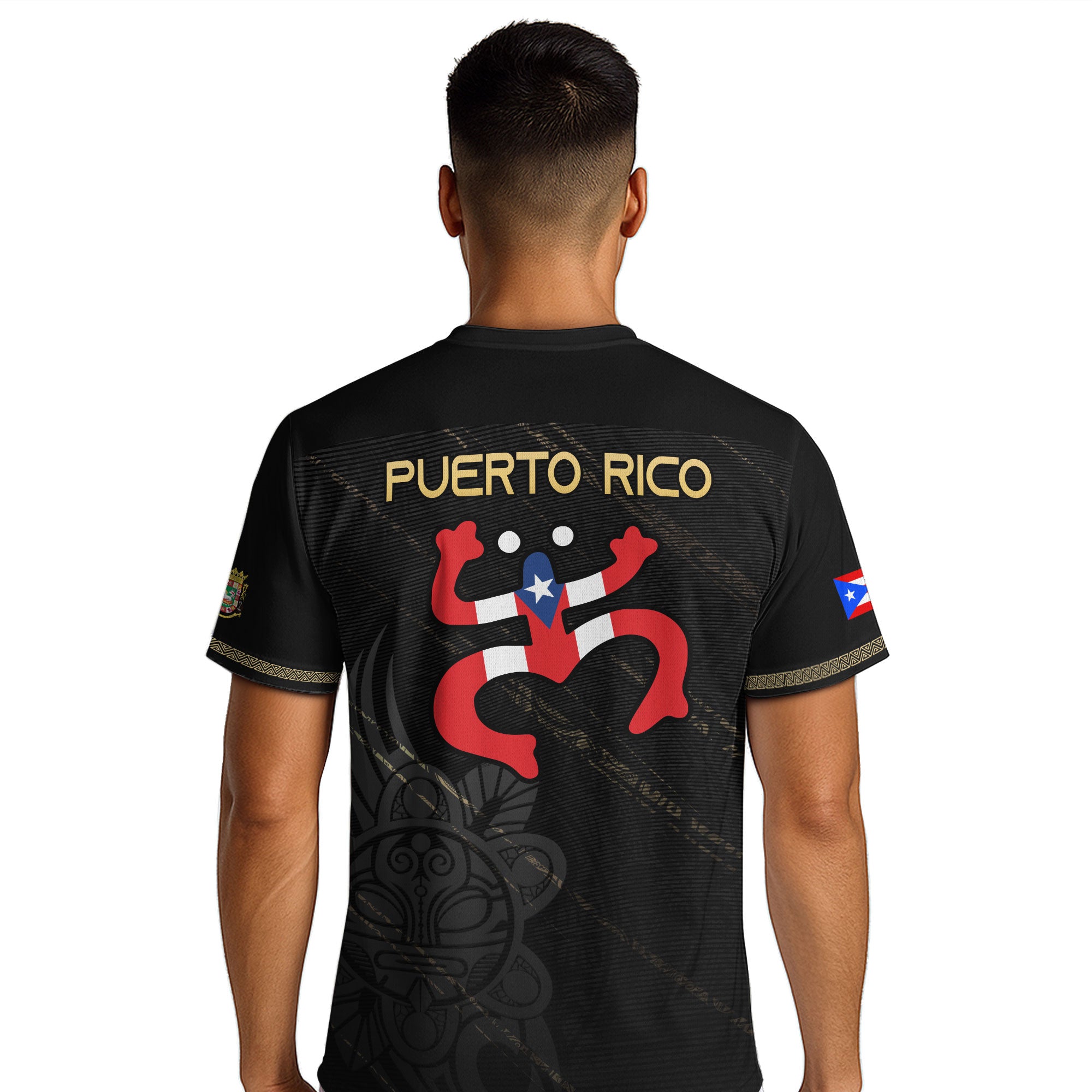 Puerto Rico Black Gold Boricua Coqui Frog Tribal Taino National Pride Heritage Soccer Jersey