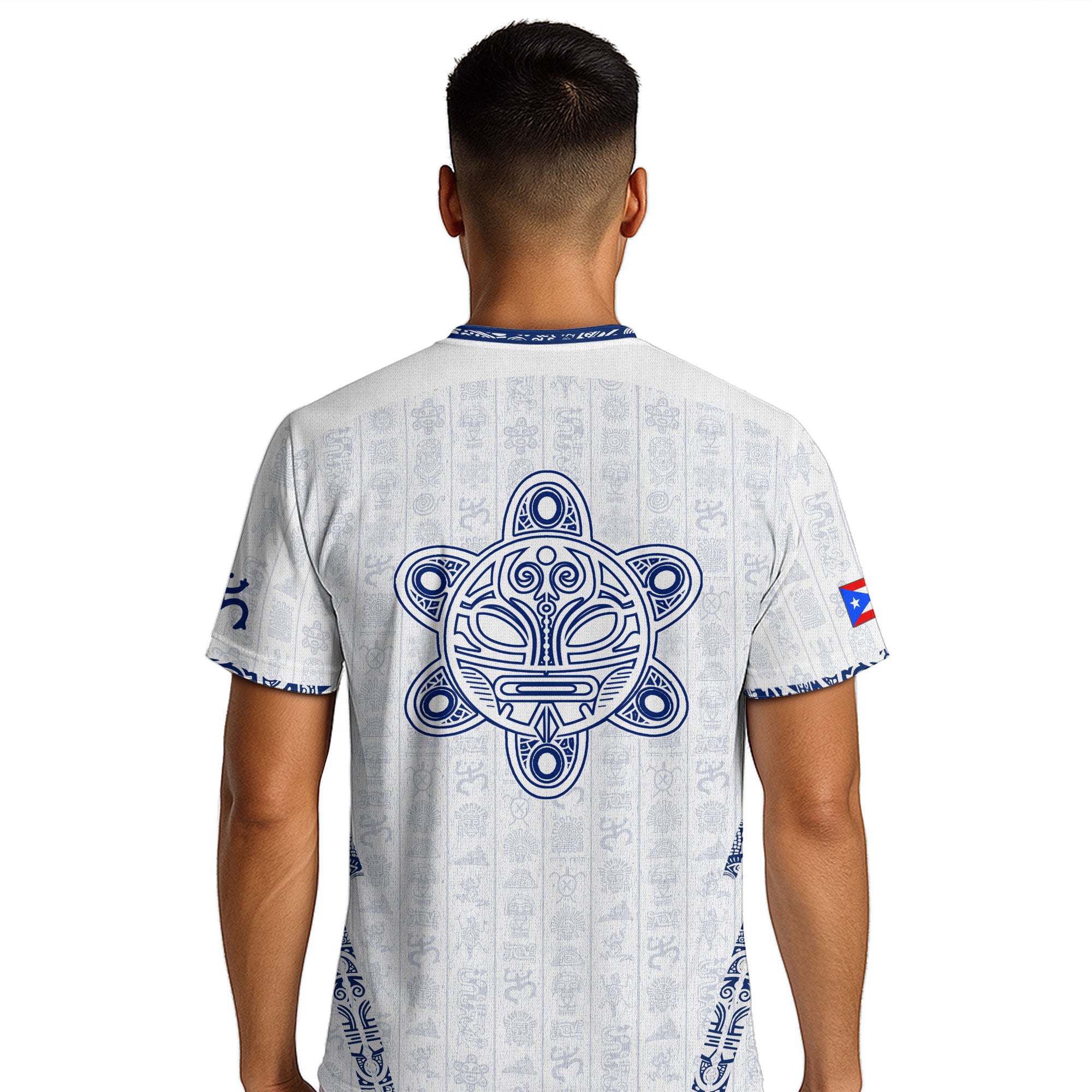 Puerto Rico White Blue Taino Sun National Heritage Boricua Symbols Art Soccer Jersey