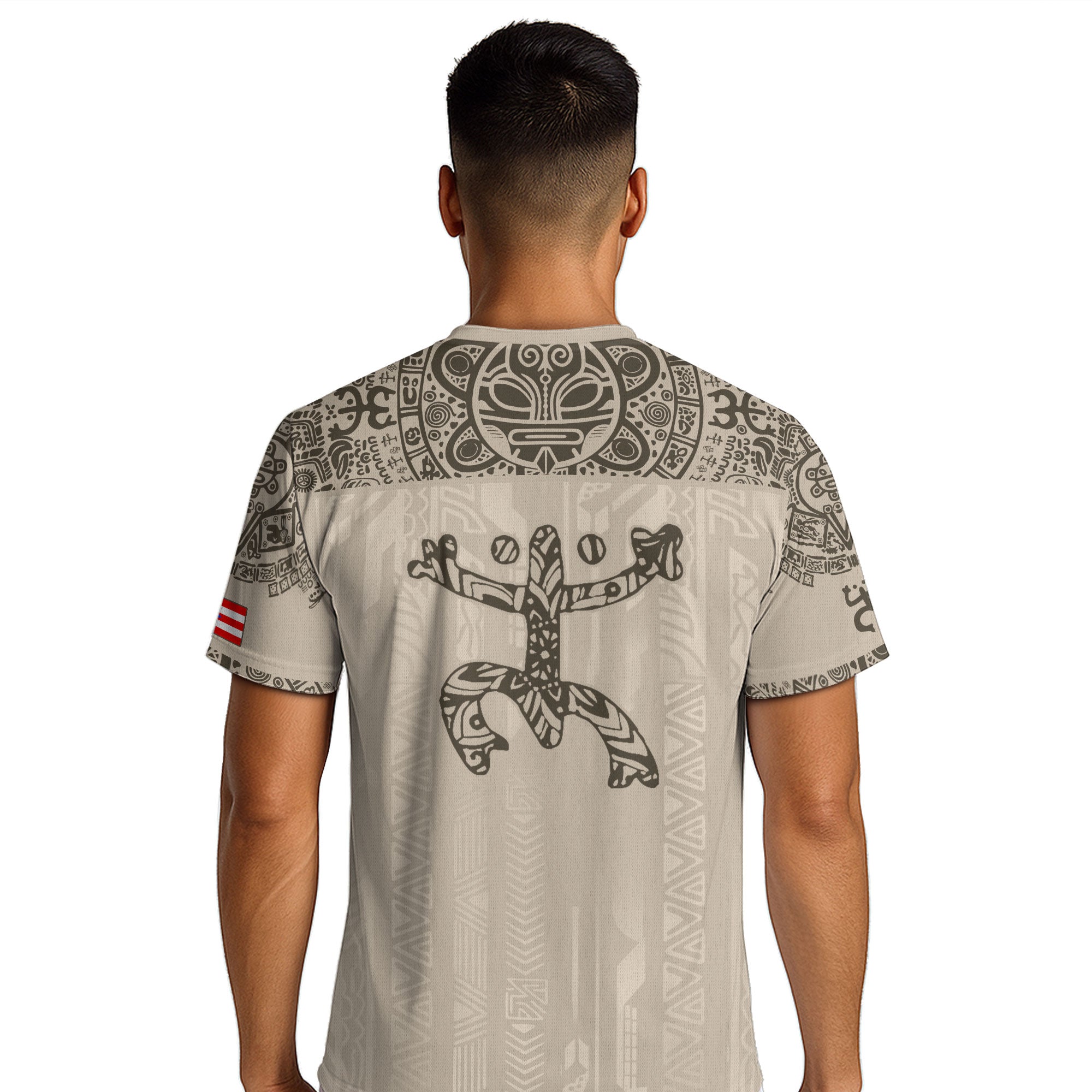 Puerto Rico Beige Oro Coqui Rana Garita Floral Taino Sol Patrimonio Nacional Camiseta de Fútbol