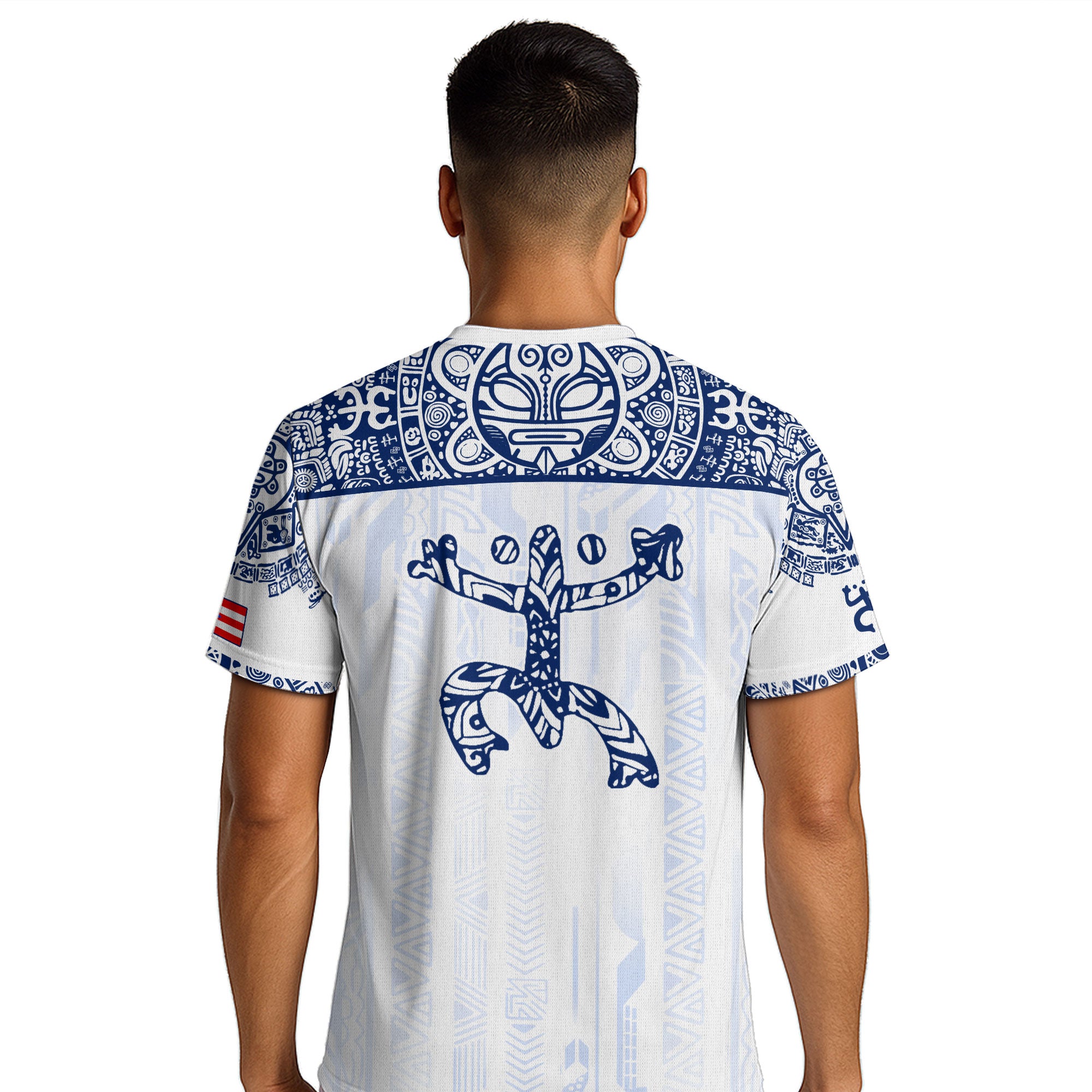 Puerto Rico White Blue Coqui Frog Floral Garita Taino Sun Island Heritage Soccer Jersey