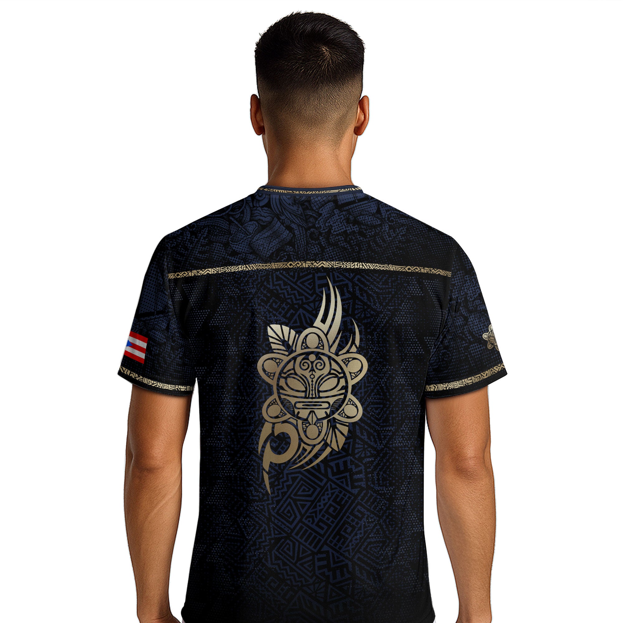 Puerto Rico Navy Gold Coqui Frog Garita Taino Sun National Heritage Camiseta de fútbol