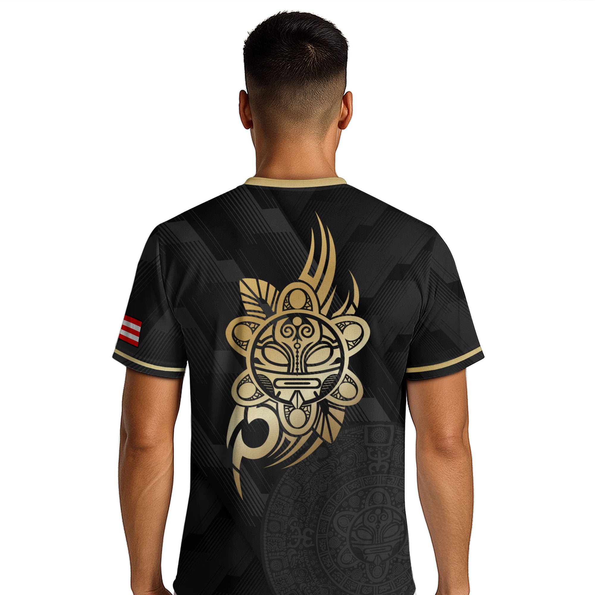 Puerto Rico Flag Boricua Taino Tribal Mask Gold Black National Pride Soccer Jersey