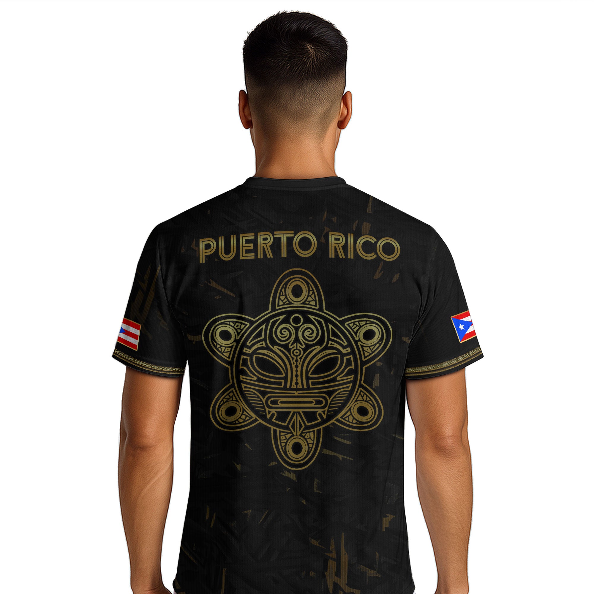 Camiseta de fútbol con máscara taína boricua azul marino de Puerto Rico, bandera tribal, orgullo nacional