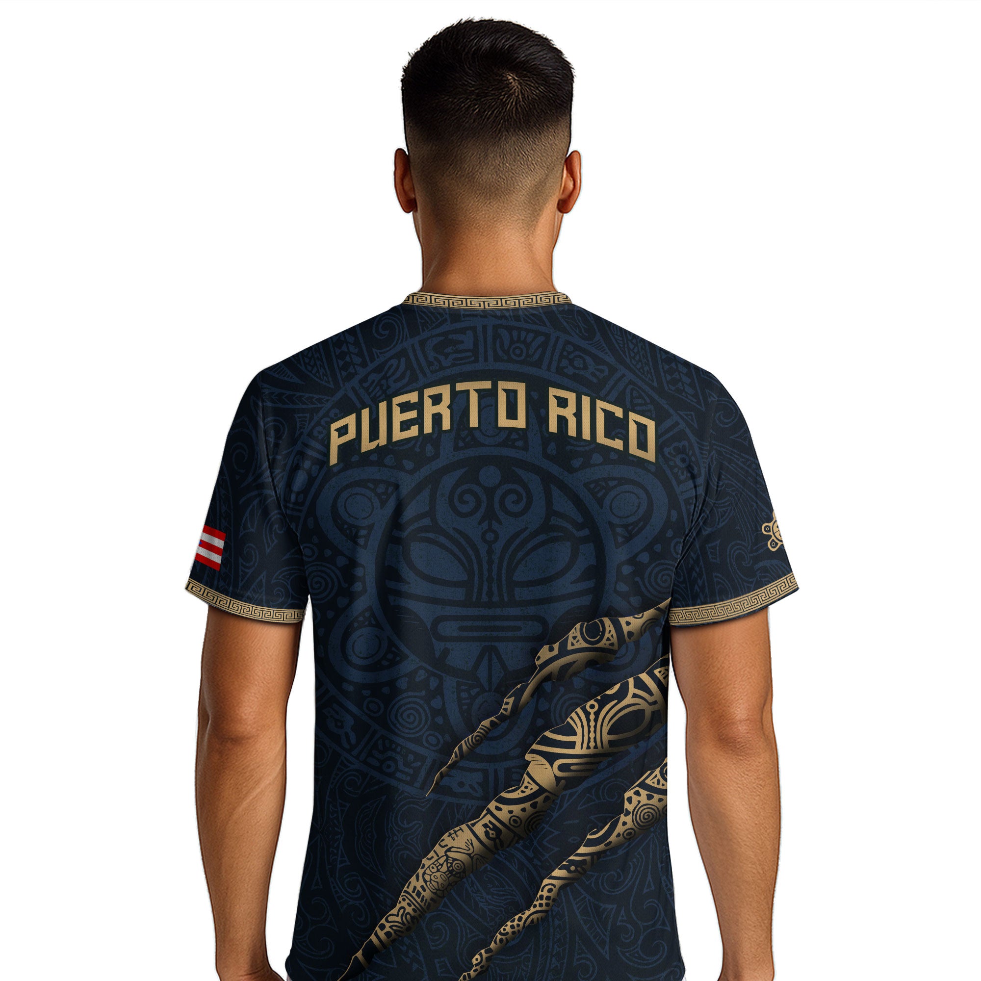 Puerto Rico Navy Gold Limited Edition Tribal Coqui Pattern Soccer Jersey