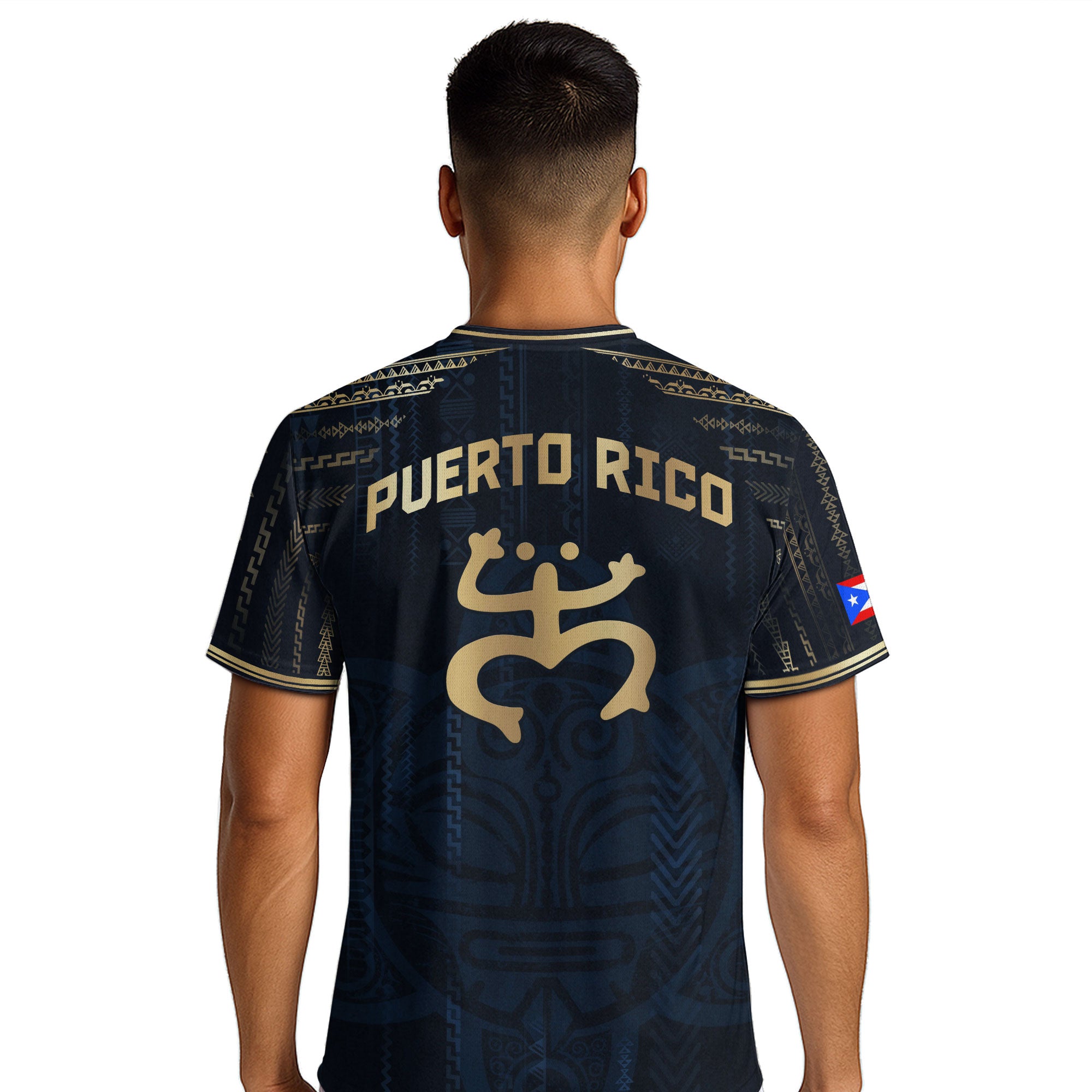 Puerto Rico Navy Gold Coqui Frog Taino Sun National Heritage Boricua Camiseta de fútbol