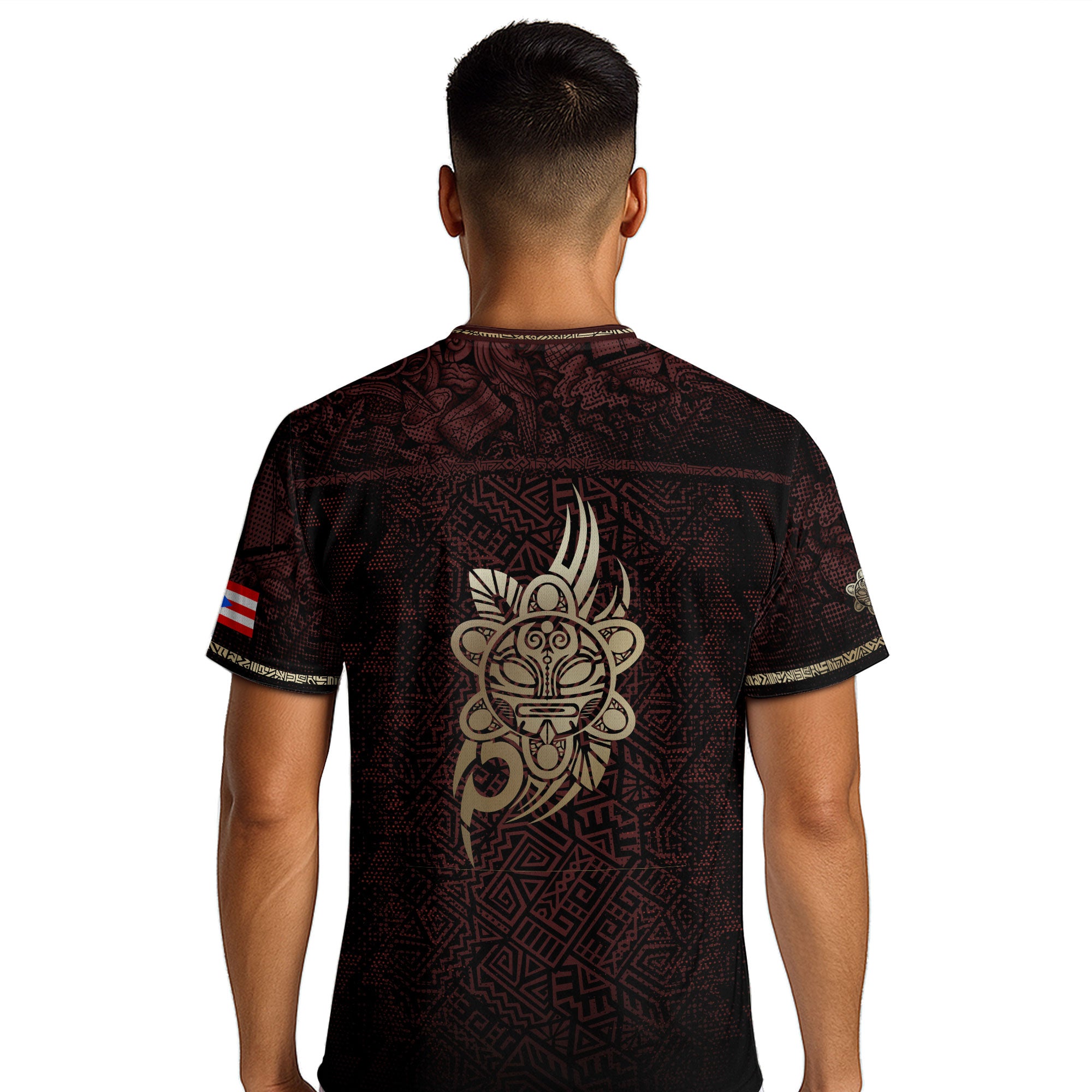 Puerto Rico Maroon Gold Coqui Frog Garita Taino Sun National Heritage Soccer Jersey
