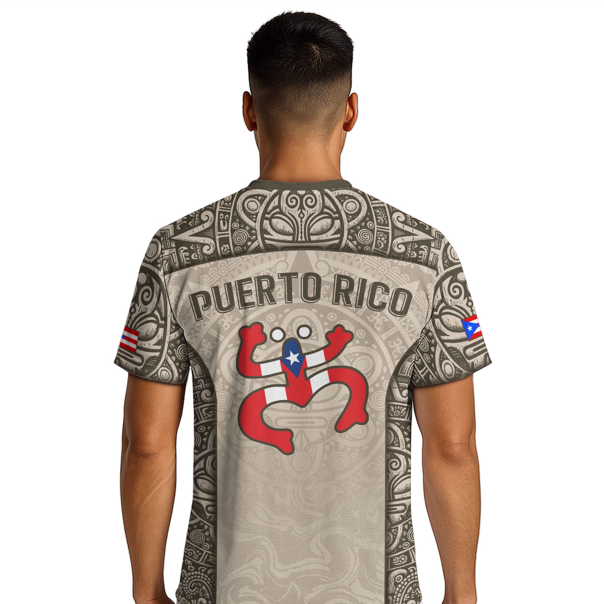 Puerto Rico Boricua Coqui Frog Taino Tribal Beige Gold National Soccer Jersey