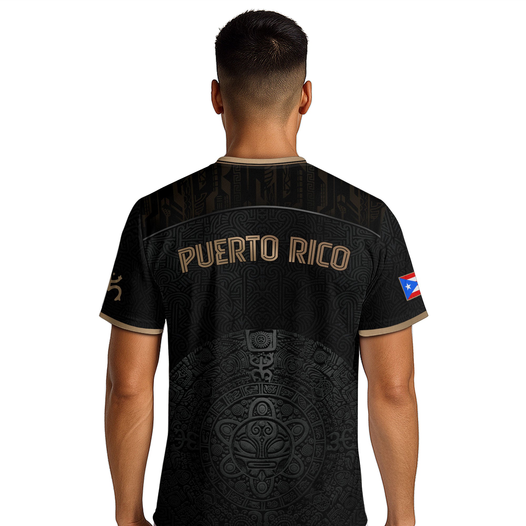 Camiseta de fútbol Puerto Rico Black Gold Taino Symbol Art National Heritage Boricua Pride