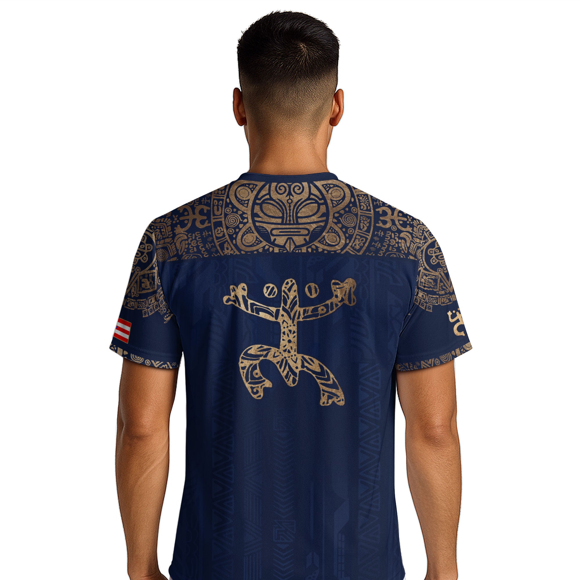 Puerto Rico Navy Gold Coqui Frog Garita Flower National Heritage Boricua Soccer Jersey