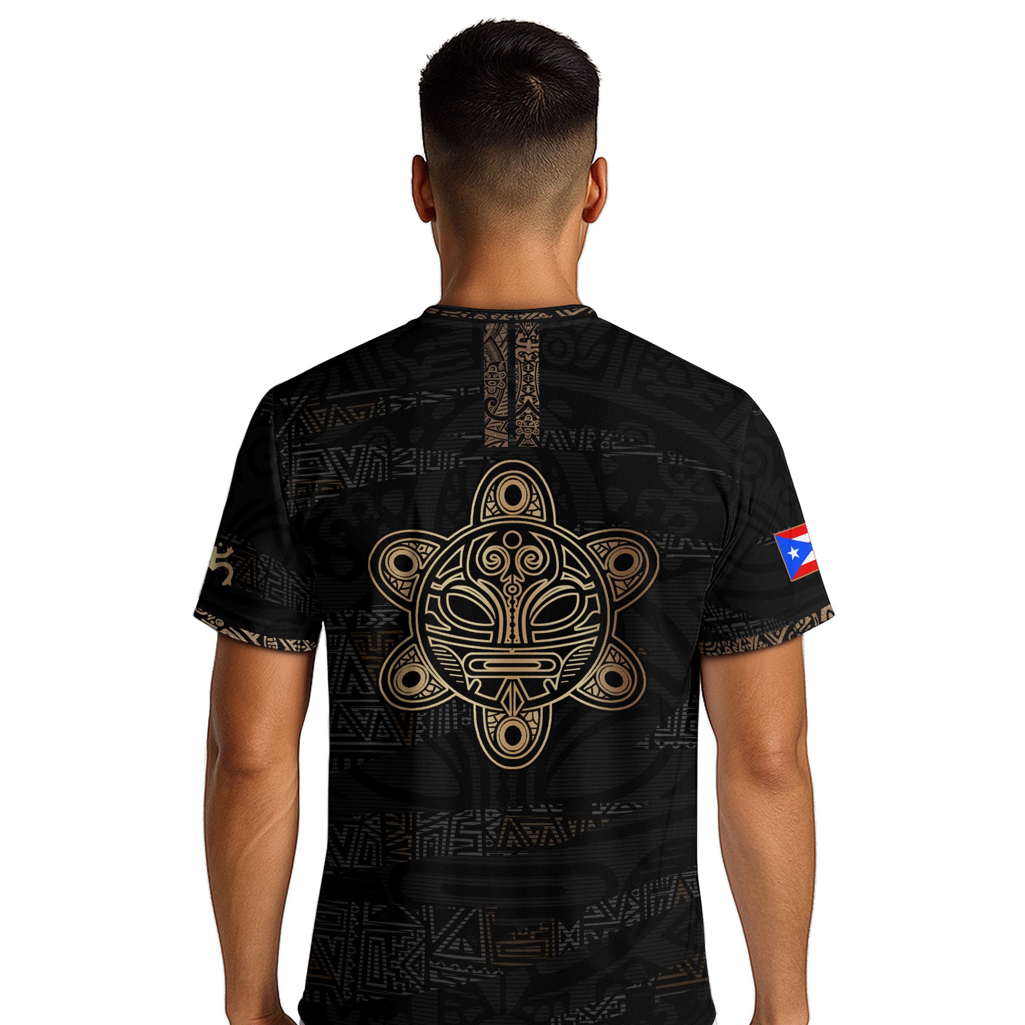 Puerto Rico Black Gold Full Tribal Pattern National Heritage Boricua Soccer Jersey